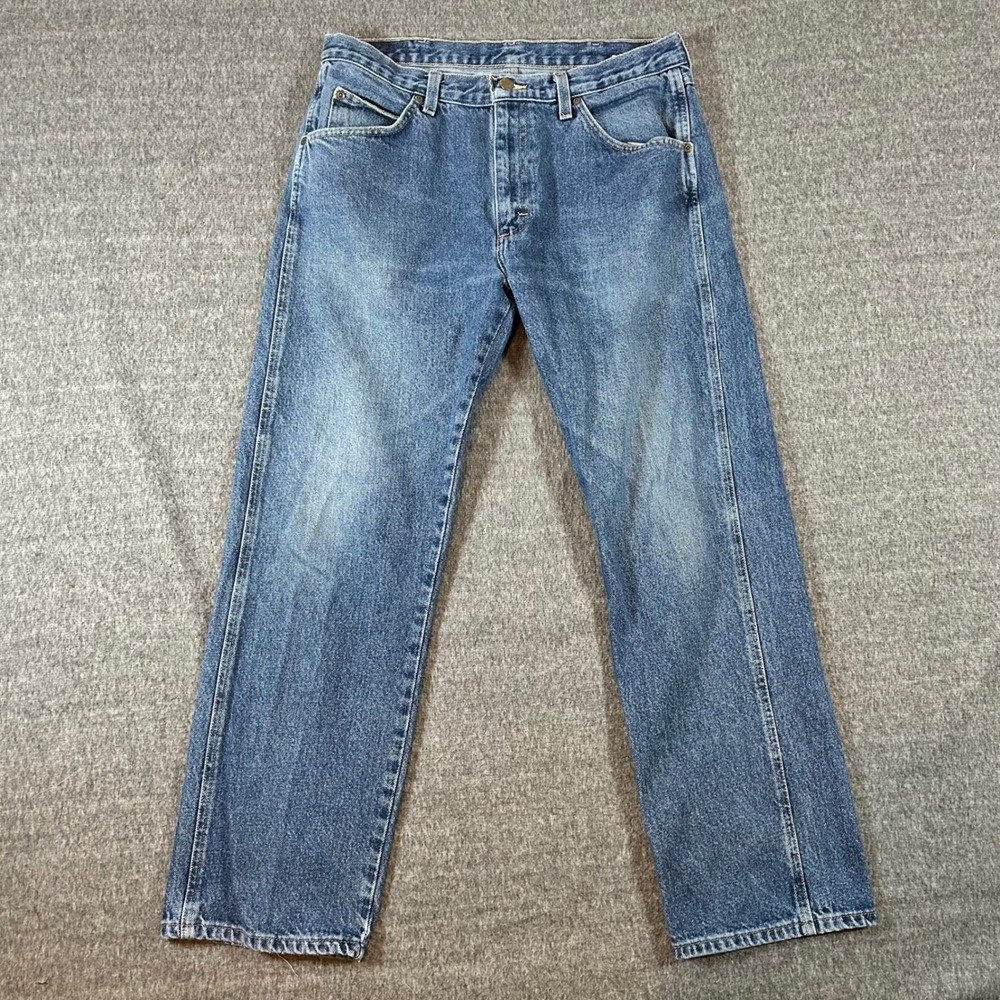 Vintage Wrangler Jeans Straight Leg Denim Blue Mens‎ Size 38x32 Fits 34x29 Faded